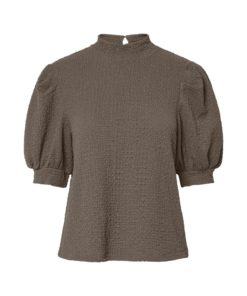 PIECES PCJAMAL 2/4 HIGH NECK TOP MOREL