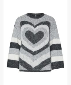 PIECES PCJESSA LS O-NECK KNIT Harmaa