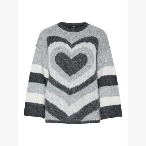 PIECES PCJESSA LS O-NECK KNIT Harmaa