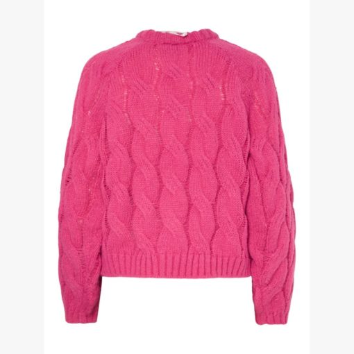 PIECES PCJIA LS O-NECK KNIT Fuksian punainen - Image 6