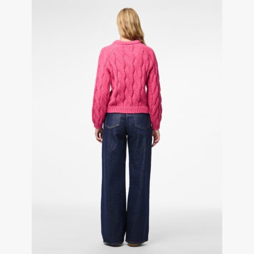 PIECES PCJIA LS O-NECK KNIT Fuksian punainen - Image 3