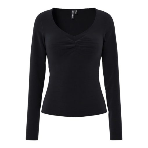 PIECES PCMALIVA LS V-NECK TOP JRS Musta
