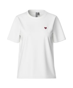 PIECES PCPIA SS SOLID EMB TEE Valkoinen