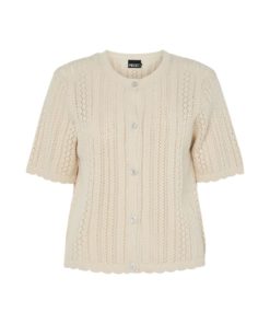 PIECES PCNUKA SS O-NECK KNIT CARDIGAN Beige