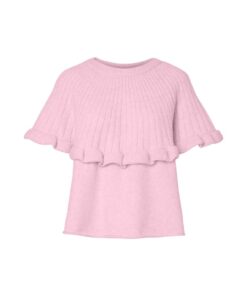 PIECES PCBEI SS O-NECK FRILL KNIT Pinkki
