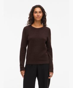 Alternative view of VILA VIDALO O-NECK L/S KNIT COFFEE BEAN