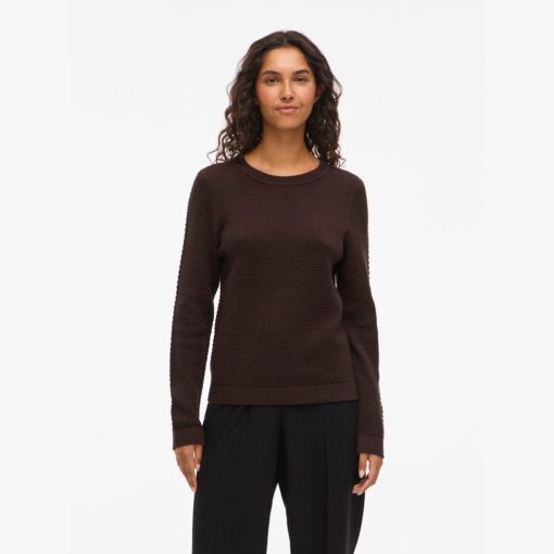 VILA VIDALO O-NECK L/S KNIT COFFEE BEAN - Image 2