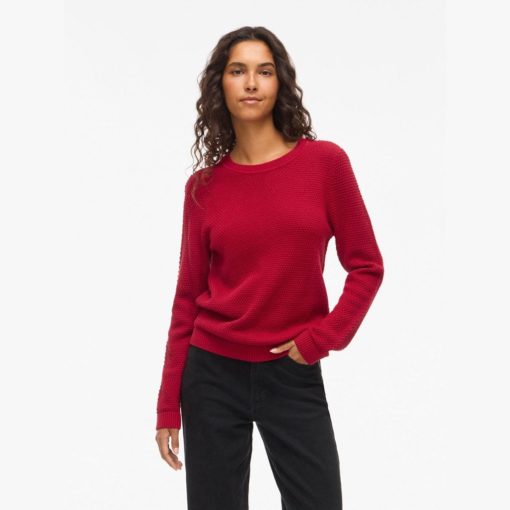 VILA VIDALO O-NECK L/S KNIT JESTER RED - Image 5