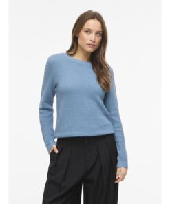 Alternative view of VILA VIDALO O-NECK L/S KNIT BLUE SHADOW