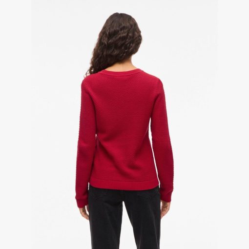 VILA VIDALO O-NECK L/S KNIT JESTER RED - Image 4