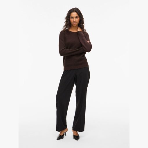 VILA VIDALO O-NECK L/S KNIT COFFEE BEAN - Image 3