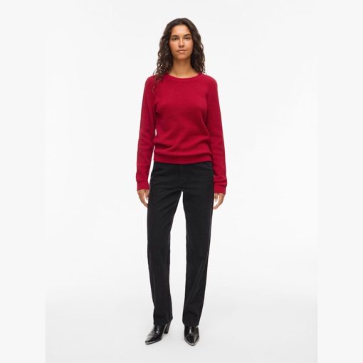 VILA VIDALO O-NECK L/S KNIT JESTER RED - Image 3