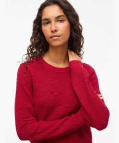 Alternative view of VILA VIDALO O-NECK L/S KNIT JESTER RED