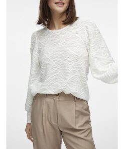 VILA VIFINA L/S O-NECK TOP Valkoinen - Image 4