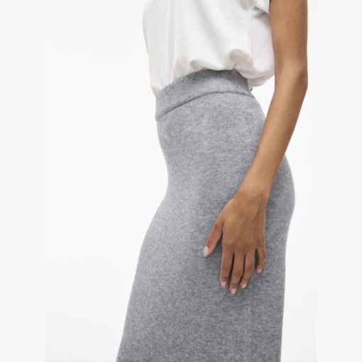 VILA VIRIL ANKLE KNIT SKIRT Vaaleanharmaa - Image 4
