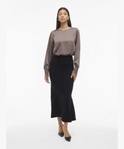 Alternative view of VILA VIRIL ANKLE KNIT SKIRT Musta