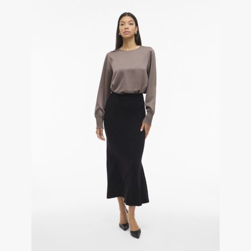VILA VIRIL ANKLE KNIT SKIRT Musta - Image 2
