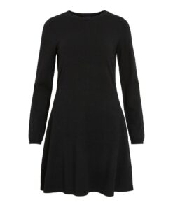 VILA VICOMFY A-LINE O-NECK KNIT DRESS Musta