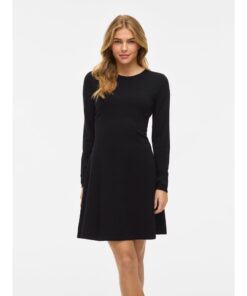 Alternative view of VILA VICOMFY A-LINE O-NECK KNIT DRESS Musta