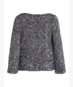 Alternative view of VILA VIFAITH BOAT NECK L/S SEQUIN TOP Hopea