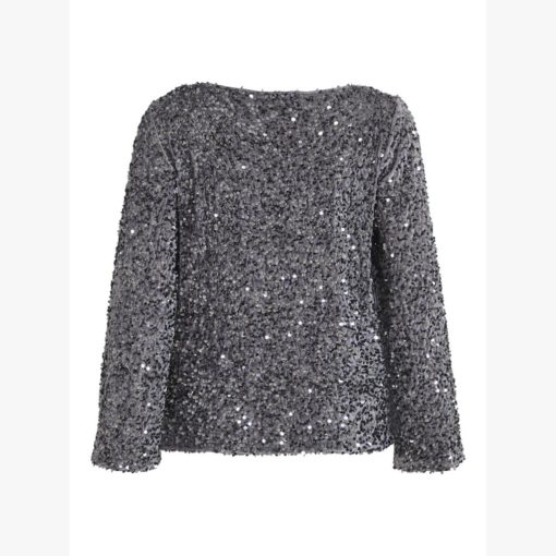 VILA VIFAITH BOAT NECK L/S SEQUIN TOP Hopea - Image 2
