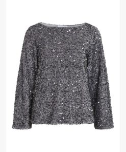 VILA VIFAITH BOAT NECK L/S SEQUIN TOP Hopea