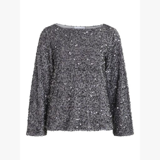VILA VIFAITH BOAT NECK L/S SEQUIN TOP Hopea