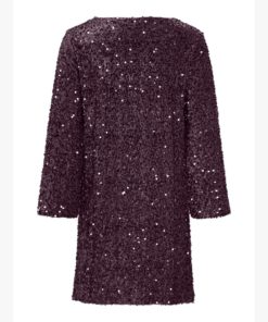 Alternative view of VILA VIFAITH V-NECK L/S SEQUIN DRESS Viininpunainen