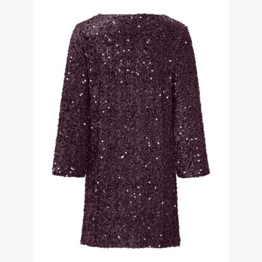 VILA VIFAITH V-NECK L/S SEQUIN DRESS Viininpunainen - Image 2