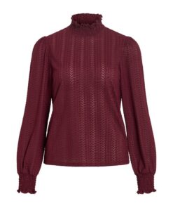 VILA VILYRI L/S SMOCK TOP Viininpunainen