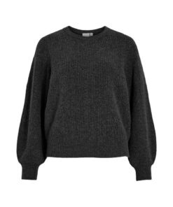 VILA VIKACHEL O-NECK L/S KNIT TOP Musta