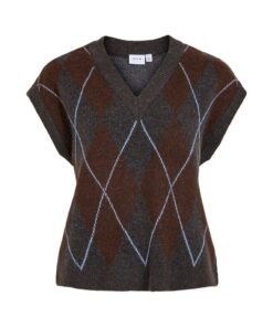 VILA VIARGYLE S/L KNIT WEST Ruskea