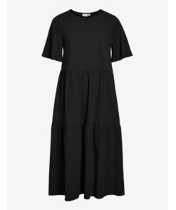 VILA VISUMMERA O-NECK BELL SL MIDI DRESS Musta